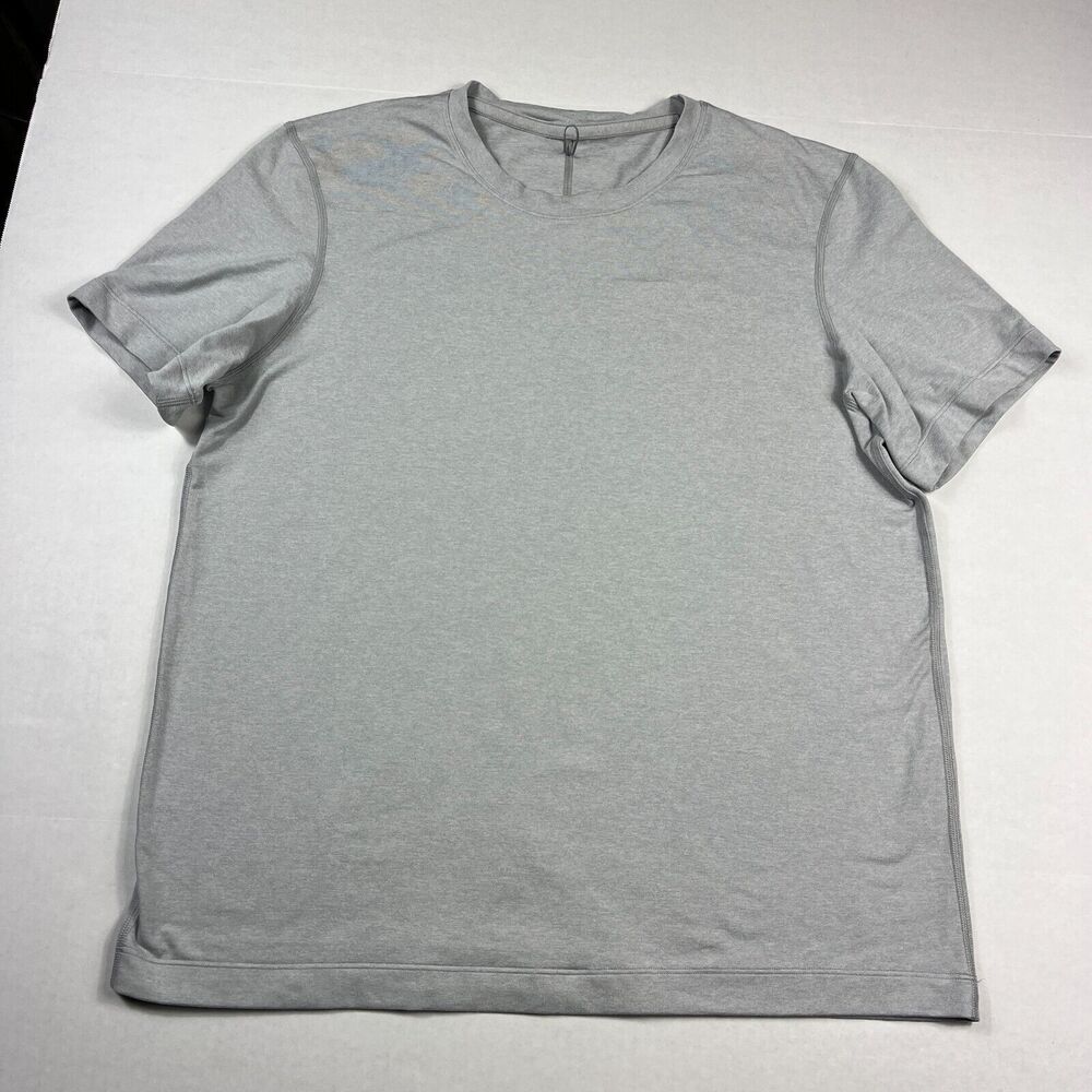 Lululemon Mens Performance T-Shirt Light Gray Short Sleeve Basic Workout Tee XL